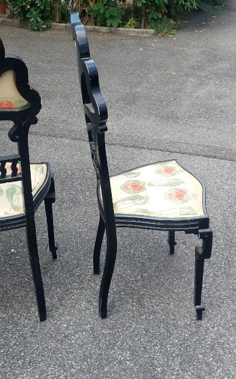 Pair Of Libeety Chairs Made Of Ebony-stained Wood-photo-4