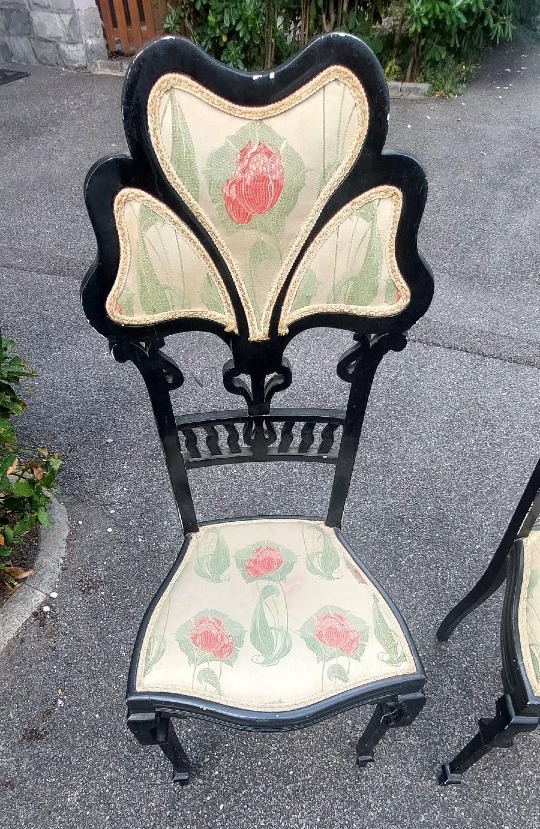 Pair Of Libeety Chairs Made Of Ebony-stained Wood-photo-2