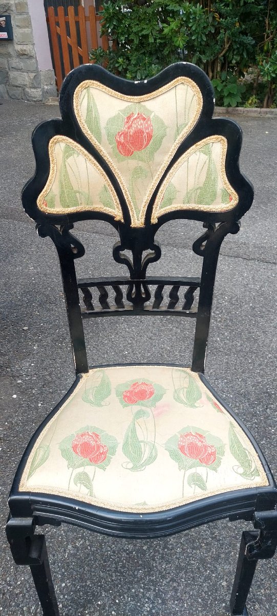 Pair Of Libeety Chairs Made Of Ebony-stained Wood-photo-5