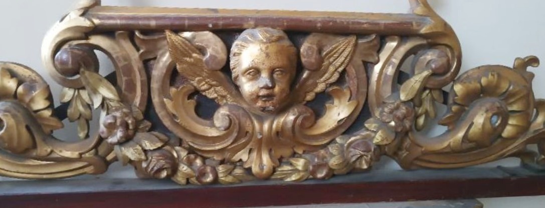 Large Antique Gilded And Carved Wooden Frieze, 19th Century-photo-4