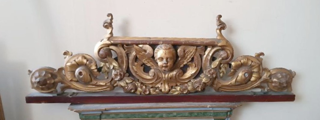 Large Antique Gilded And Carved Wooden Frieze, 19th Century-photo-8