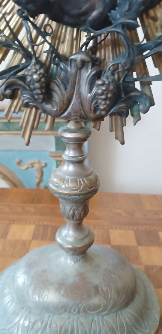 Antique Monstrance Made Of Silver-plated Metal With Silver Accents; H. 53 Cm-photo-3