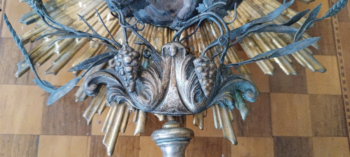 Antique Monstrance Made Of Silver-plated Metal With Silver Accents; H. 53 Cm-photo-4