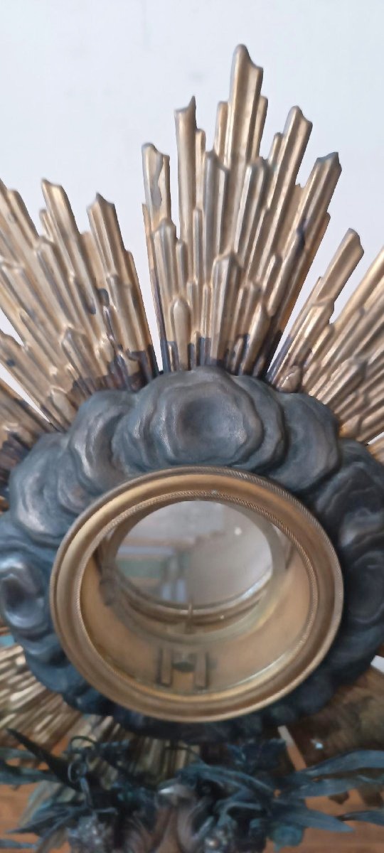 Antique Monstrance Made Of Silver-plated Metal With Silver Accents; H. 53 Cm-photo-1