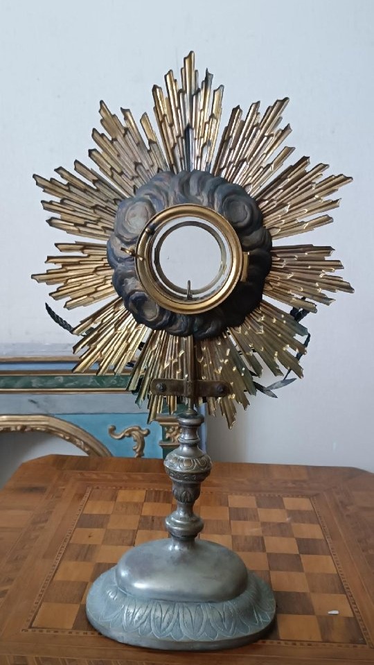 Antique Monstrance Made Of Silver-plated Metal With Silver Accents; H. 53 Cm-photo-3