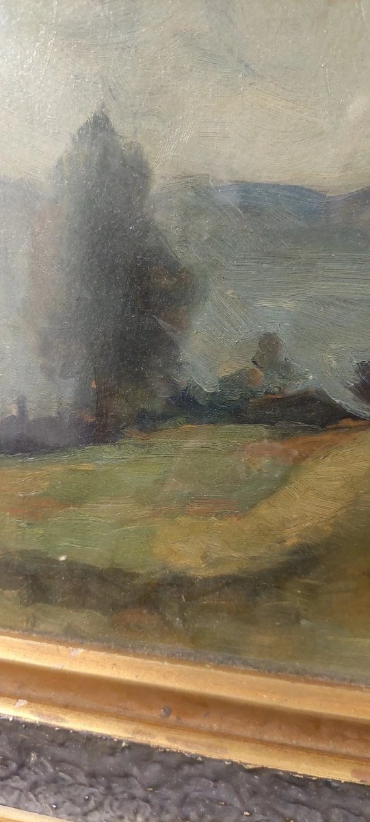 ENNIO COCCHI PAYSAGE ET NATURE MORTE PEINTS SUR PANNEAU À DEUX FACES-photo-4