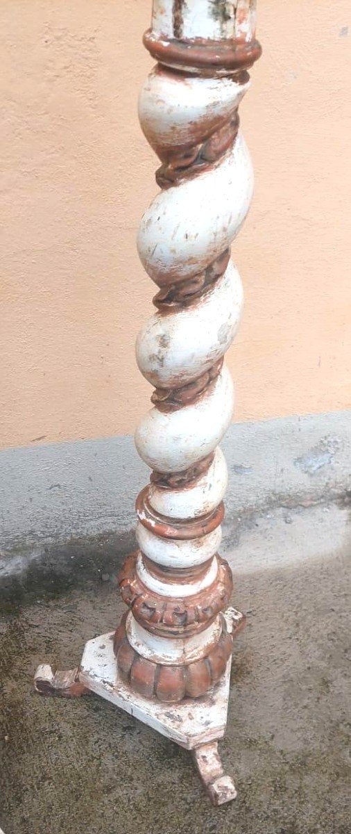 Grande paire de torches baroques anciennes du XVIIIe siècle, h. 130 cm-photo-1