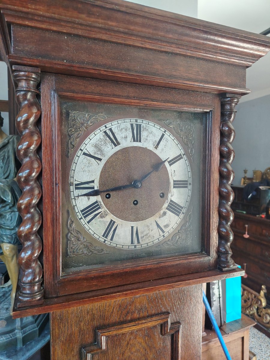 Horloge de parquet ancienne en chêne, angleterre XIX siecle-photo-2