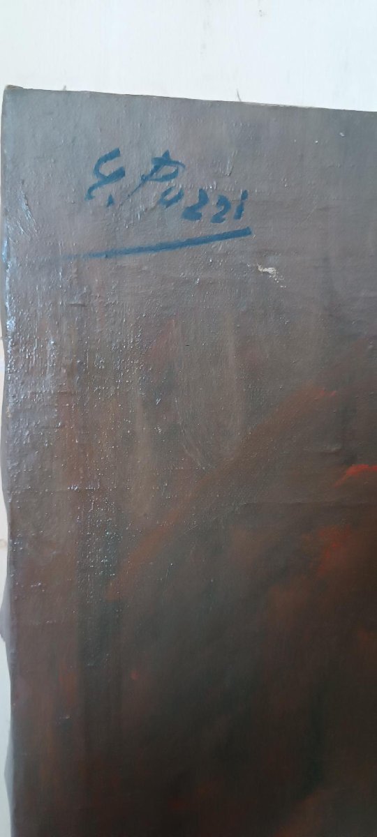 Antique Painting: Female Portrait, Oil On Canvas, By Ennio Pozzi (1893–1972)-photo-3