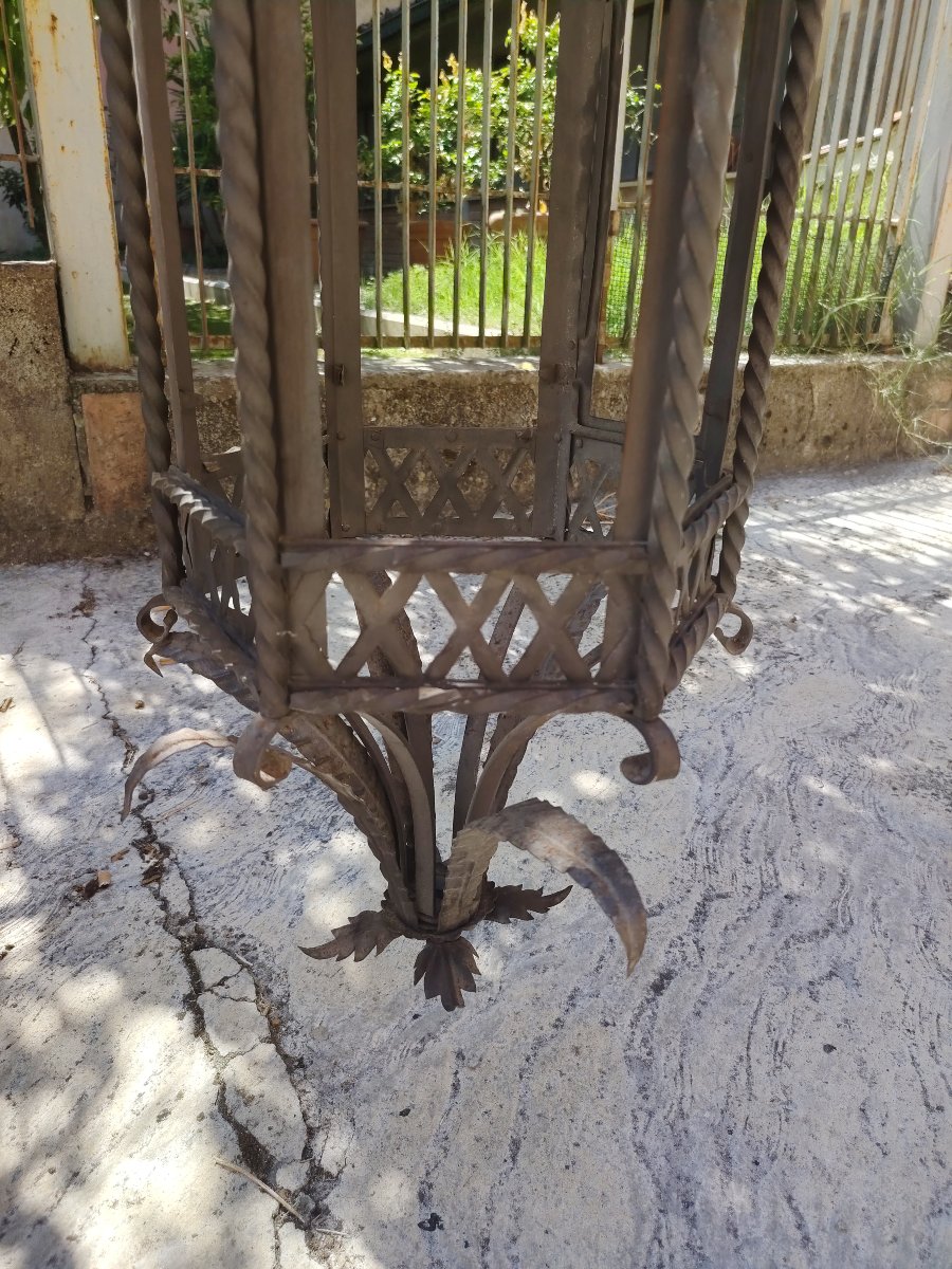 Ancienne lanterne suspendue en fer forgé artisanal, XIX siècle Tuscany-photo-6