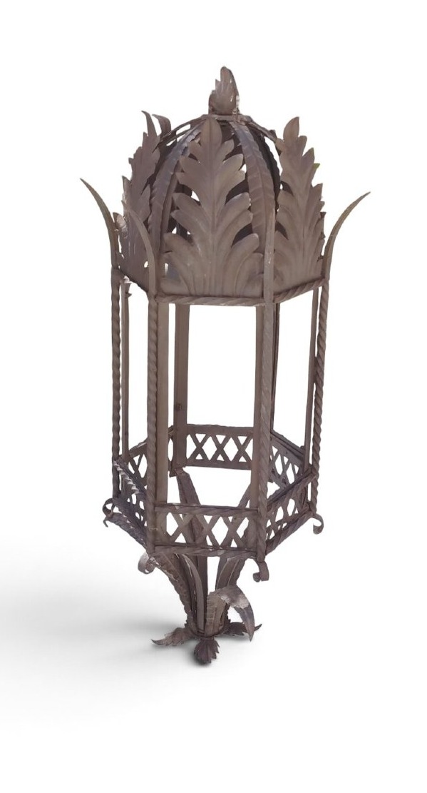 Ancienne lanterne suspendue en fer forgé artisanal, XIX siècle Tuscany