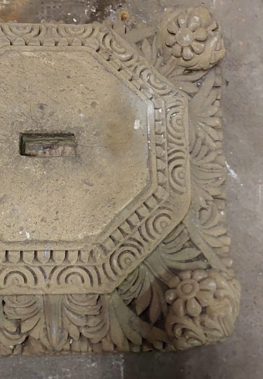 Antique Stone Capital Decorated With Plant And Floral Motifs, 19th Century -photo-3