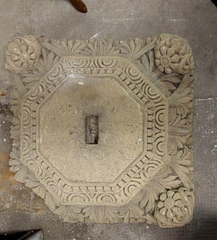 Antique Stone Capital Decorated With Plant And Floral Motifs, 19th Century -photo-2