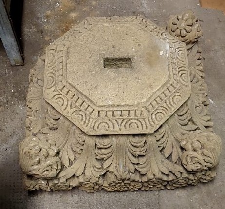 Antique Stone Capital Decorated With Plant And Floral Motifs, 19th Century -photo-4