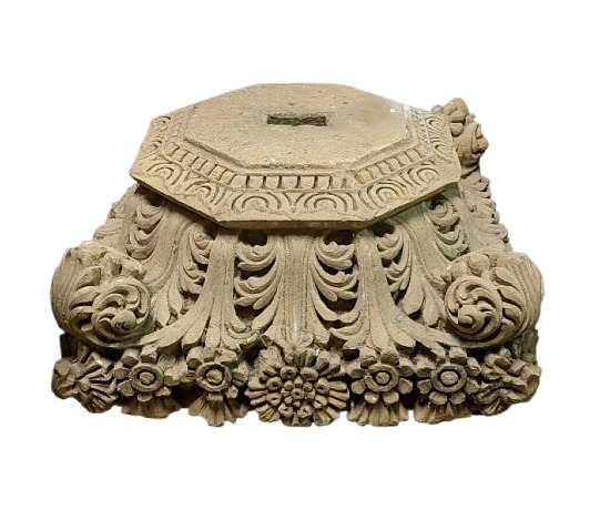 Antique Stone Capital Decorated With Plant And Floral Motifs, 19th Century 