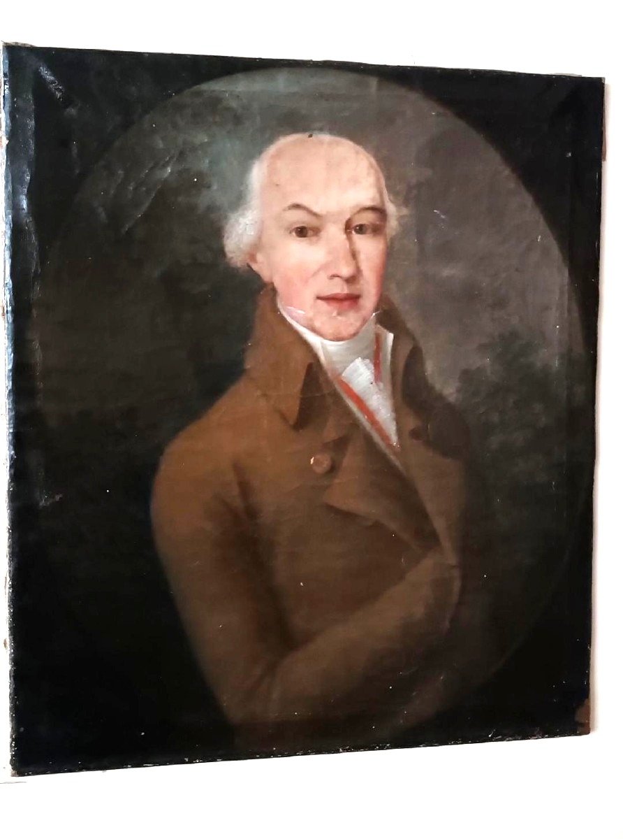 Portrait ancien d'un gentilhomme datant de la fin du XVIIIe siècle-photo-2
