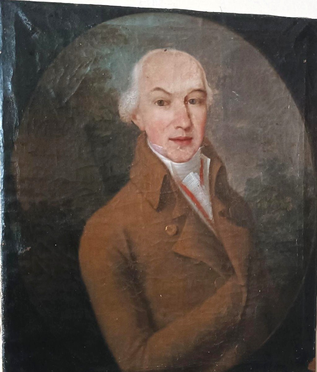 Portrait ancien d'un gentilhomme datant de la fin du XVIIIe siècle-photo-3