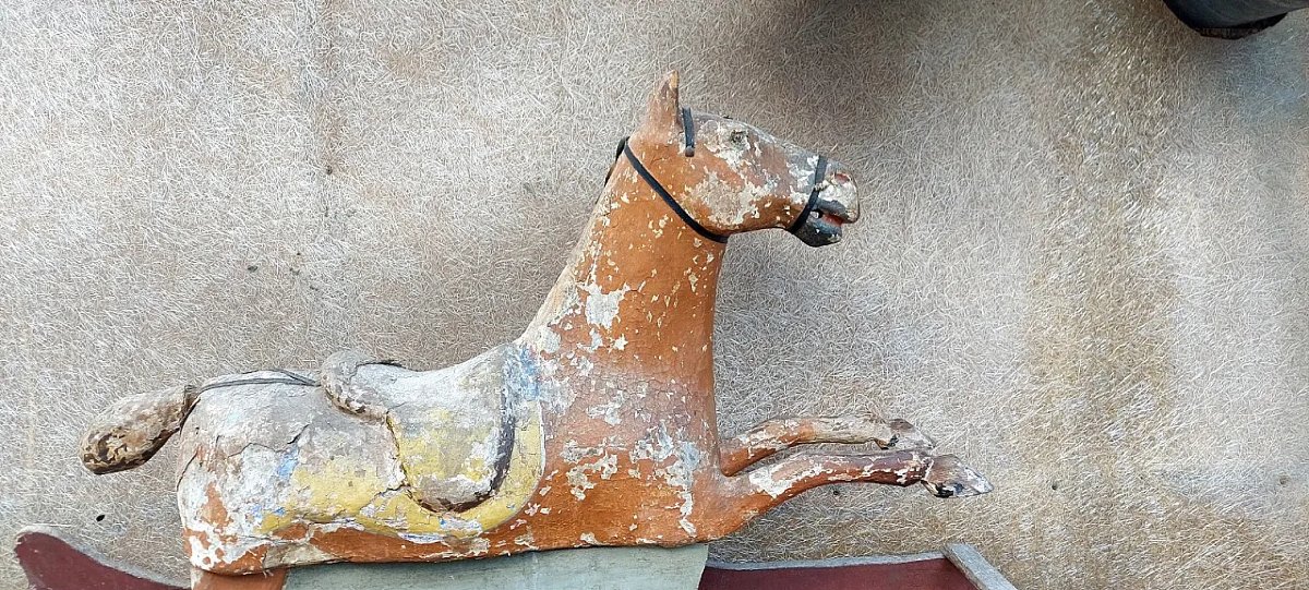 Rare Antique Rocking Horse, 19th Century-photo-2