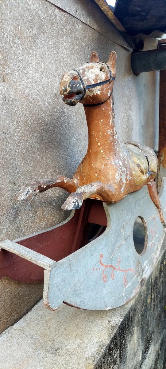 Rare Antique Rocking Horse, 19th Century-photo-5