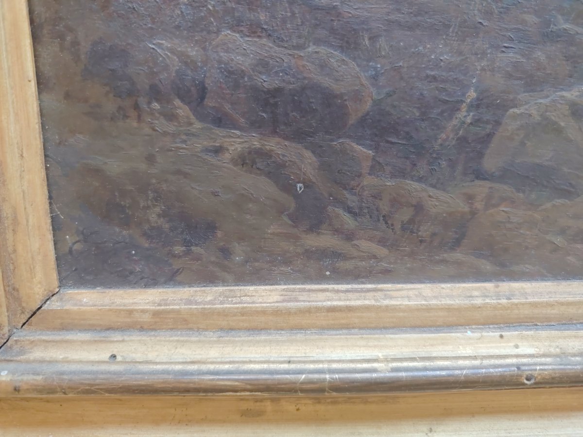 Peinture à l'huile sur bois Ettore Cumbo Borgia 1872-photo-1