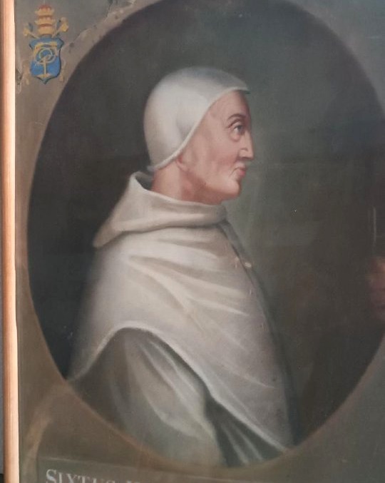 Antique Tempera On Paper  - Portrait Of Pope Sixtus VI - 18th Century-photo-4