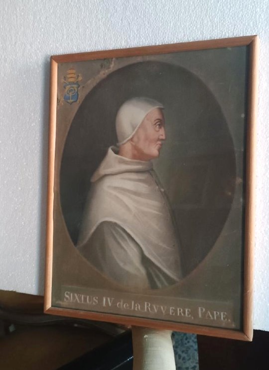 Antique Tempera On Paper  - Portrait Of Pope Sixtus VI - 18th Century