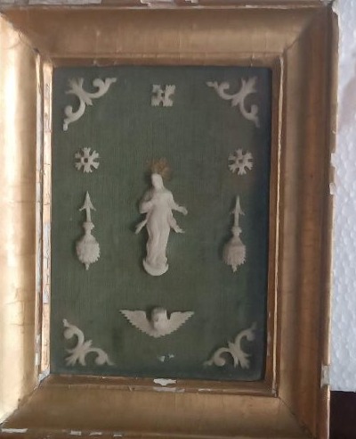 Devotional Picture With An Antique Gilded Frame And Bone Inlays-photo-3
