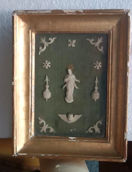 Devotional Picture With An Antique Gilded Frame And Bone Inlays-photo-4