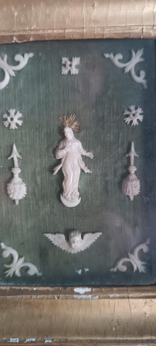 Devotional Picture With An Antique Gilded Frame And Bone Inlays-photo-3