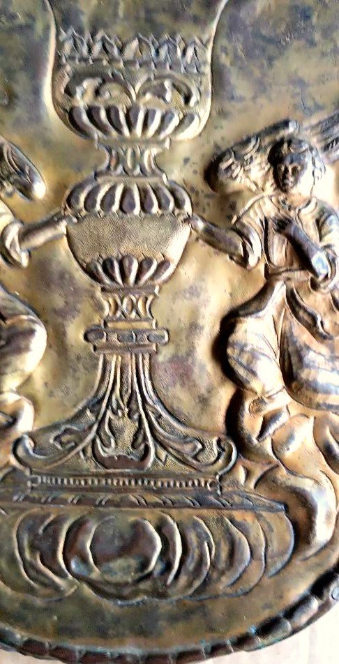 Antique Tabernacle Door—baroque-style Gilded Copper Repoussé-photo-6