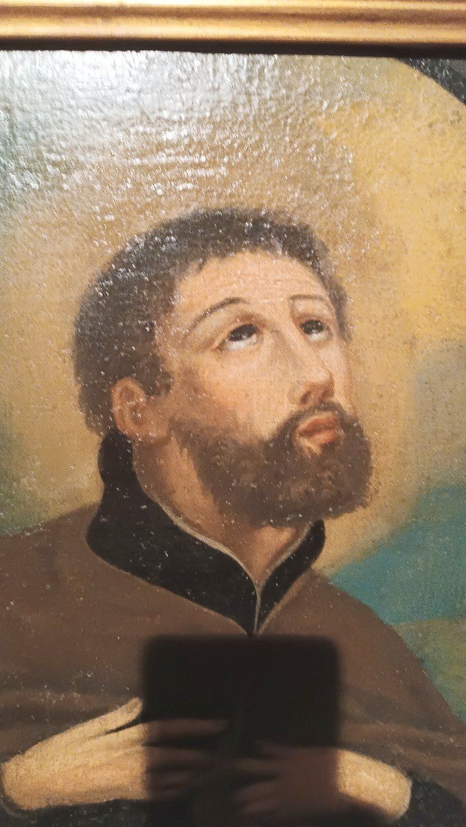 Peinture à l'Huile Ancienne Sur Toile 18ème Siècle Saint Francois Xaver-photo-3