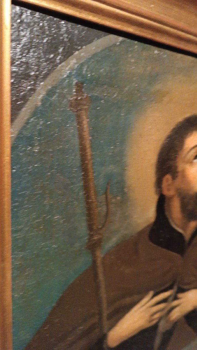 Peinture à l'Huile Ancienne Sur Toile 18ème Siècle Saint Francois Xaver-photo-4