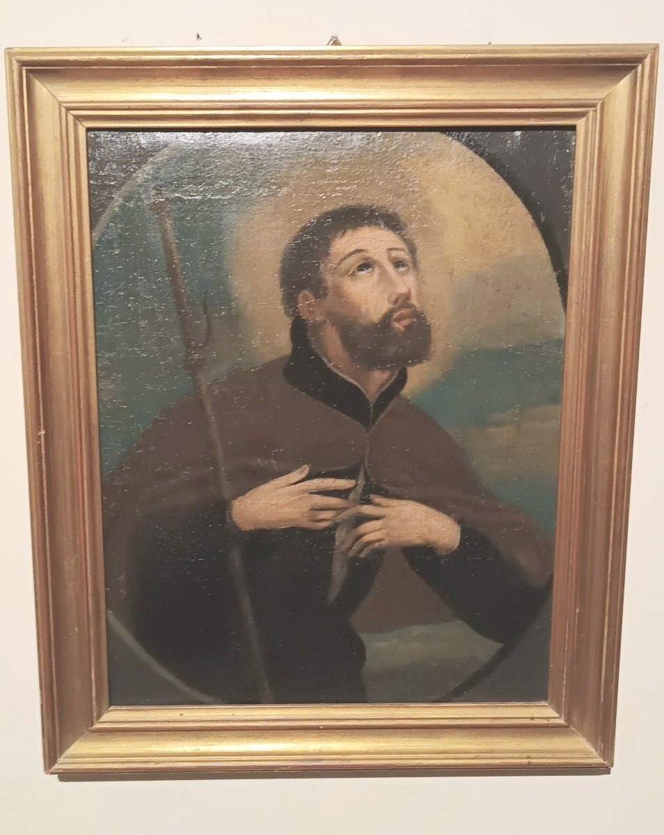 Peinture à l'Huile Ancienne Sur Toile 18ème Siècle Saint Francois Xaver