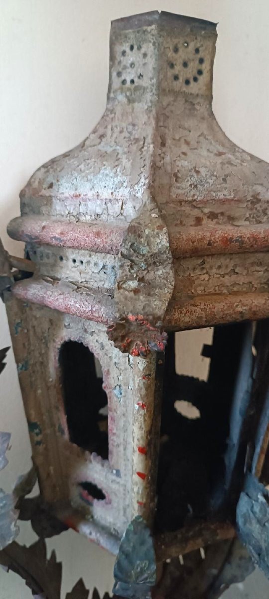 Antique 18th-century Painted Iron Lantern-photo-2