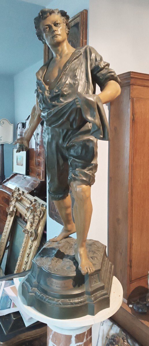  Sculpture: "allegory Of Agriculture" By F. Milliot, 103 Cm High-photo-3