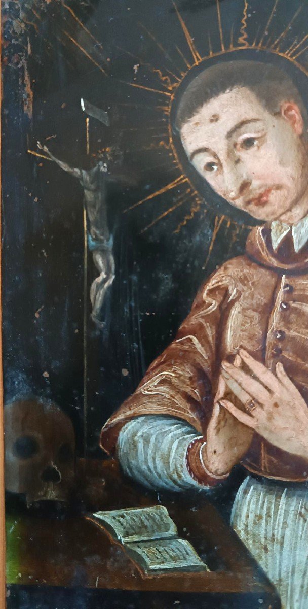 Antique Painting On Copper—st. Charles Borromeo—17th-century Italian School-photo-2