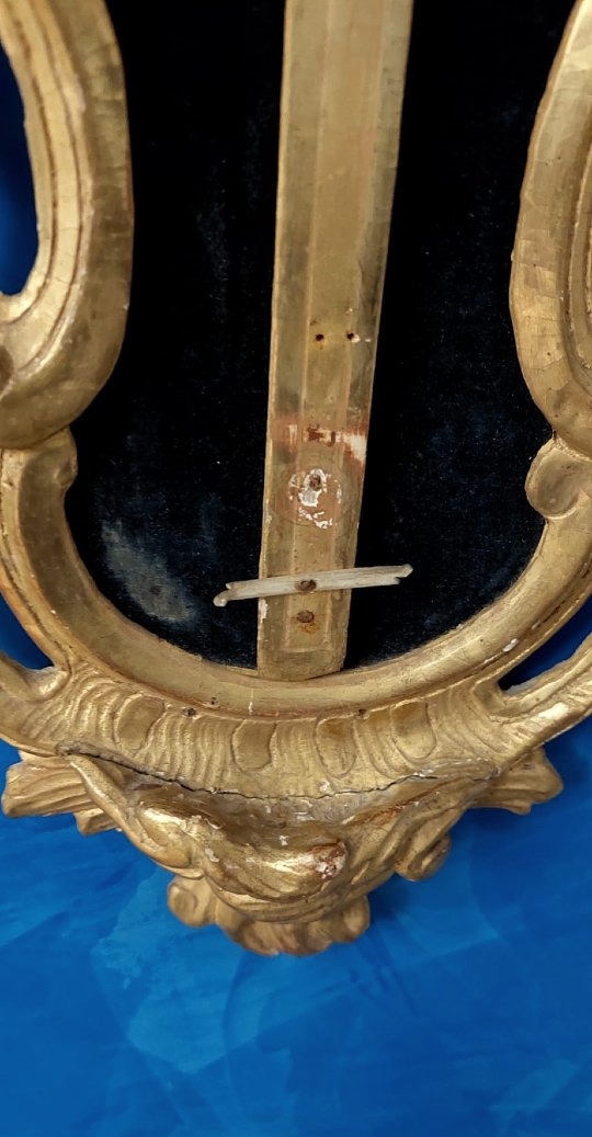 Antique Frame With A Crucifix, Made Of Carved And Gilded Wood, 18th Century-photo-4