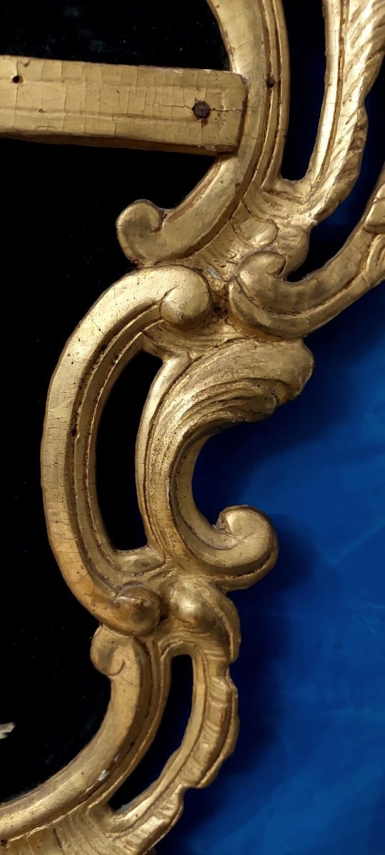 Antique Frame With A Crucifix, Made Of Carved And Gilded Wood, 18th Century-photo-6