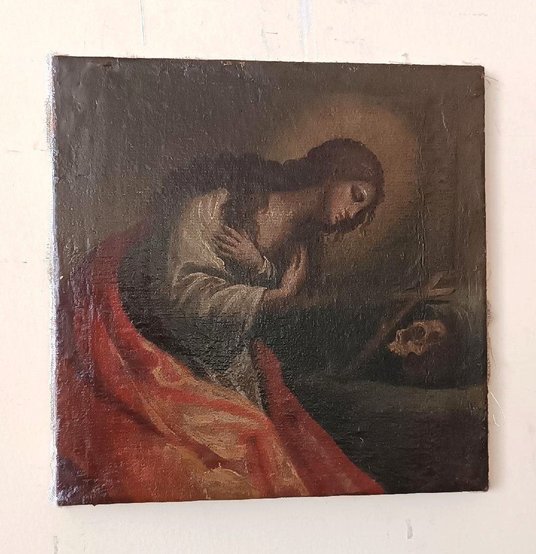 Antique Oil On Canvas Depicting Mary Magdalene, 18th Century, Italian School-photo-2
