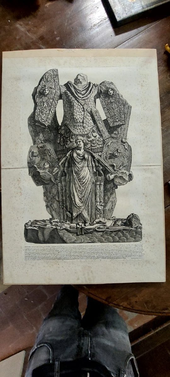 Grande gravure Giovanni Battista Piranesi.   Trophées d'Octave Auguste. 1753 -photo-4