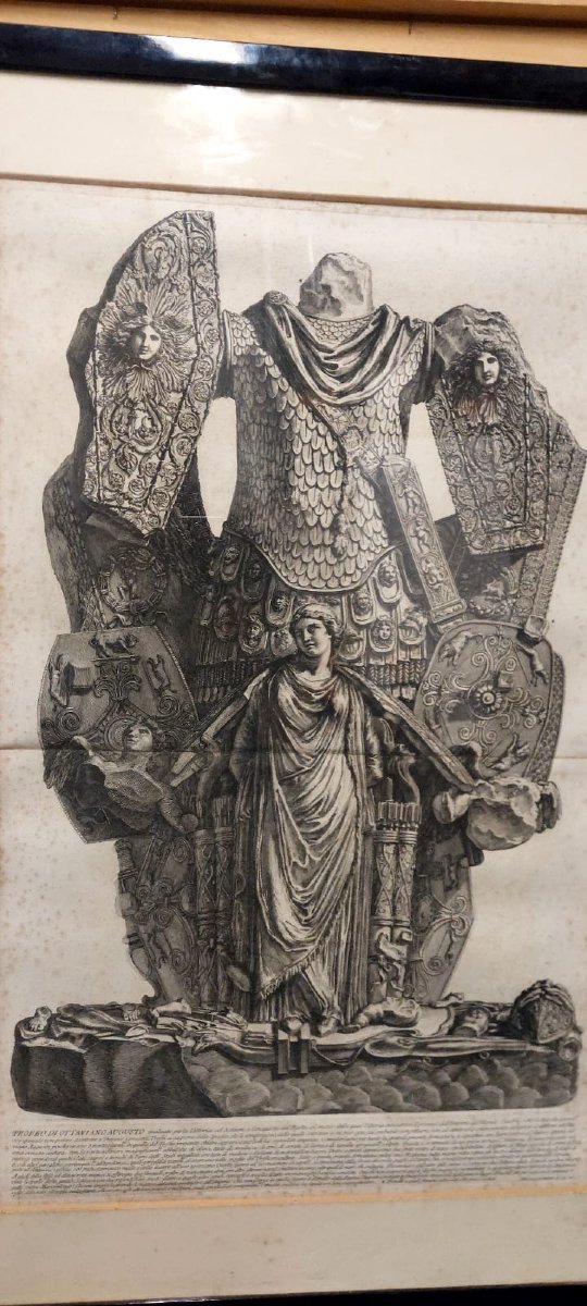 Grande gravure Giovanni Battista Piranesi.   Trophées d'Octave Auguste. 1753 -photo-1