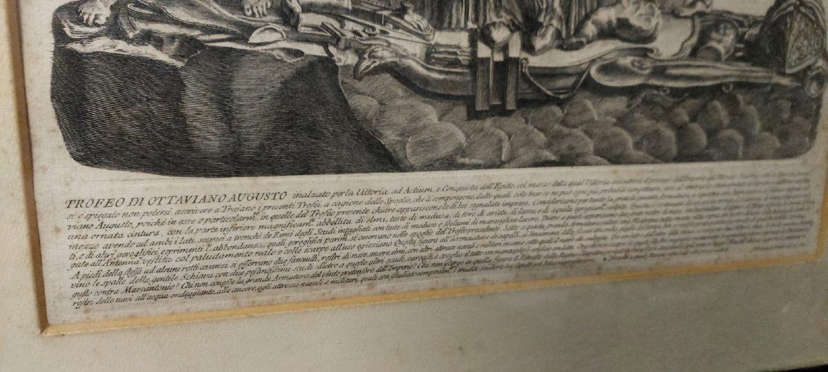 Grande gravure Giovanni Battista Piranesi.   Trophées d'Octave Auguste. 1753 -photo-2