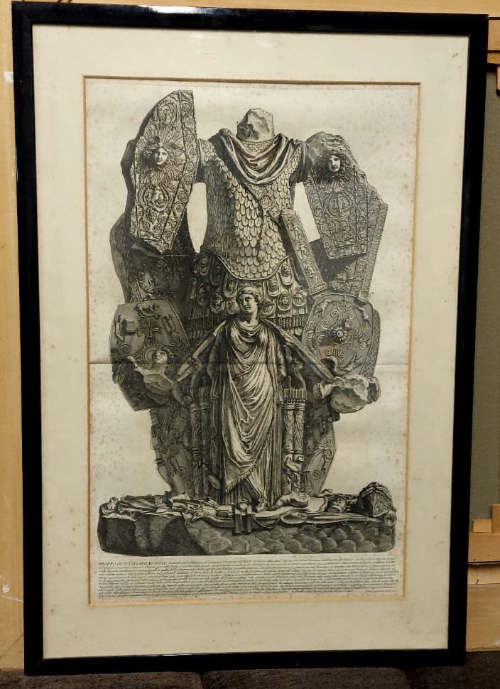 Grande gravure Giovanni Battista Piranesi.   Trophées d'Octave Auguste. 1753 