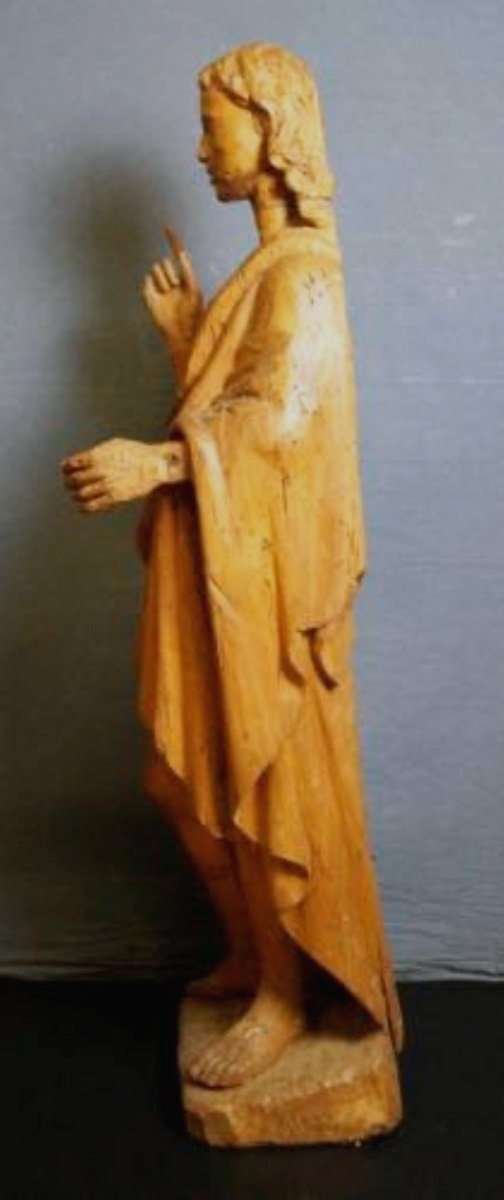 Sculpture en bois sculpté de saint Jean H.115 CM Italie XVIIe siècle-photo-2