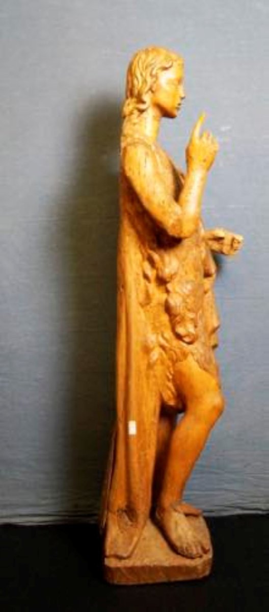 Sculpture en bois sculpté de saint Jean H.115 CM Italie XVIIe siècle-photo-4