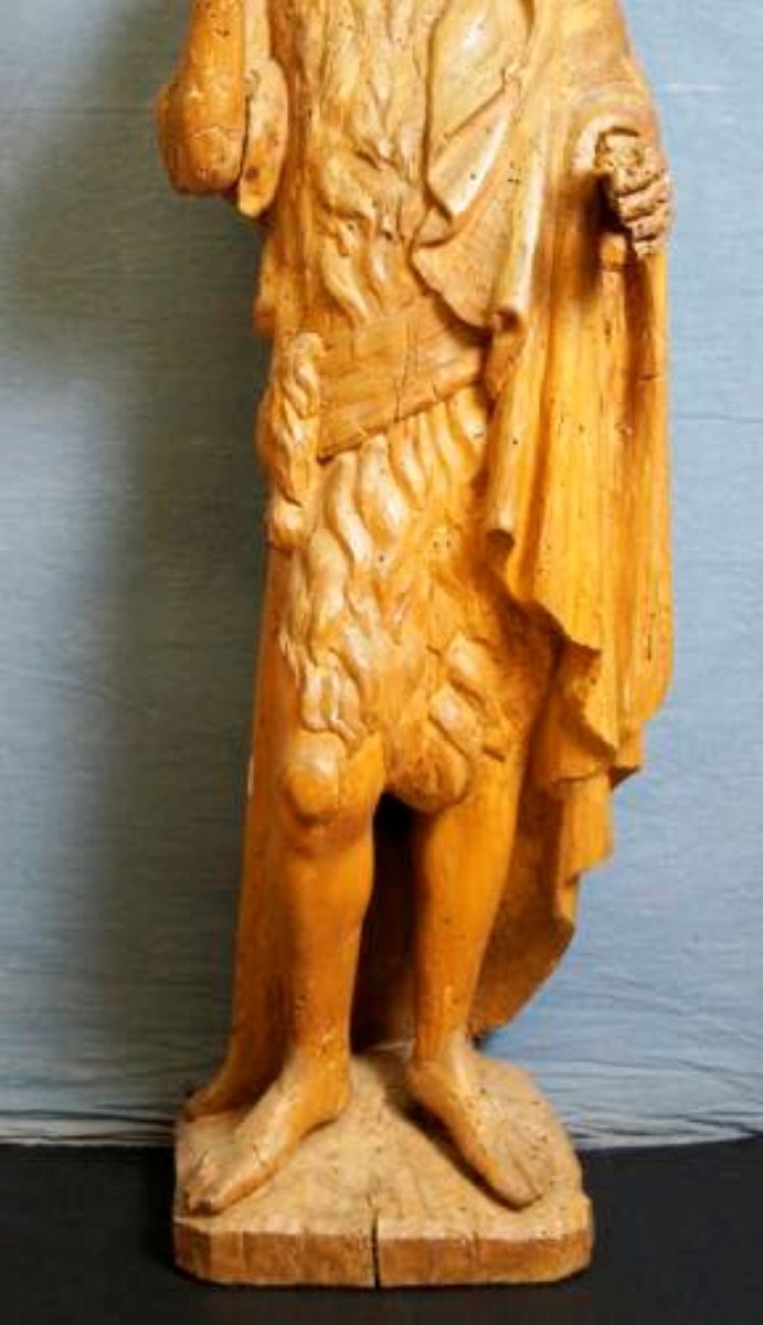 Sculpture en bois sculpté de saint Jean H.115 CM Italie XVIIe siècle-photo-1