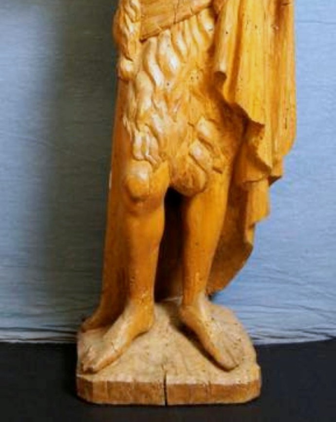 Sculpture en bois sculpté de saint Jean H.115 CM Italie XVIIe siècle-photo-4
