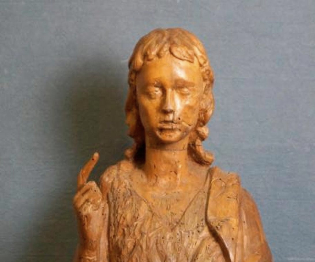 Sculpture en bois sculpté de saint Jean H.115 CM Italie XVIIe siècle-photo-5