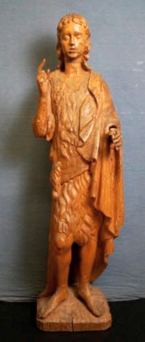 Sculpture en bois sculpté de saint Jean H.115 CM Italie XVIIe siècle