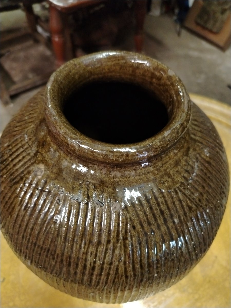 Antique Chinese Glazed Stoneware Rice Wine Jar, Originally From  China-photo-2